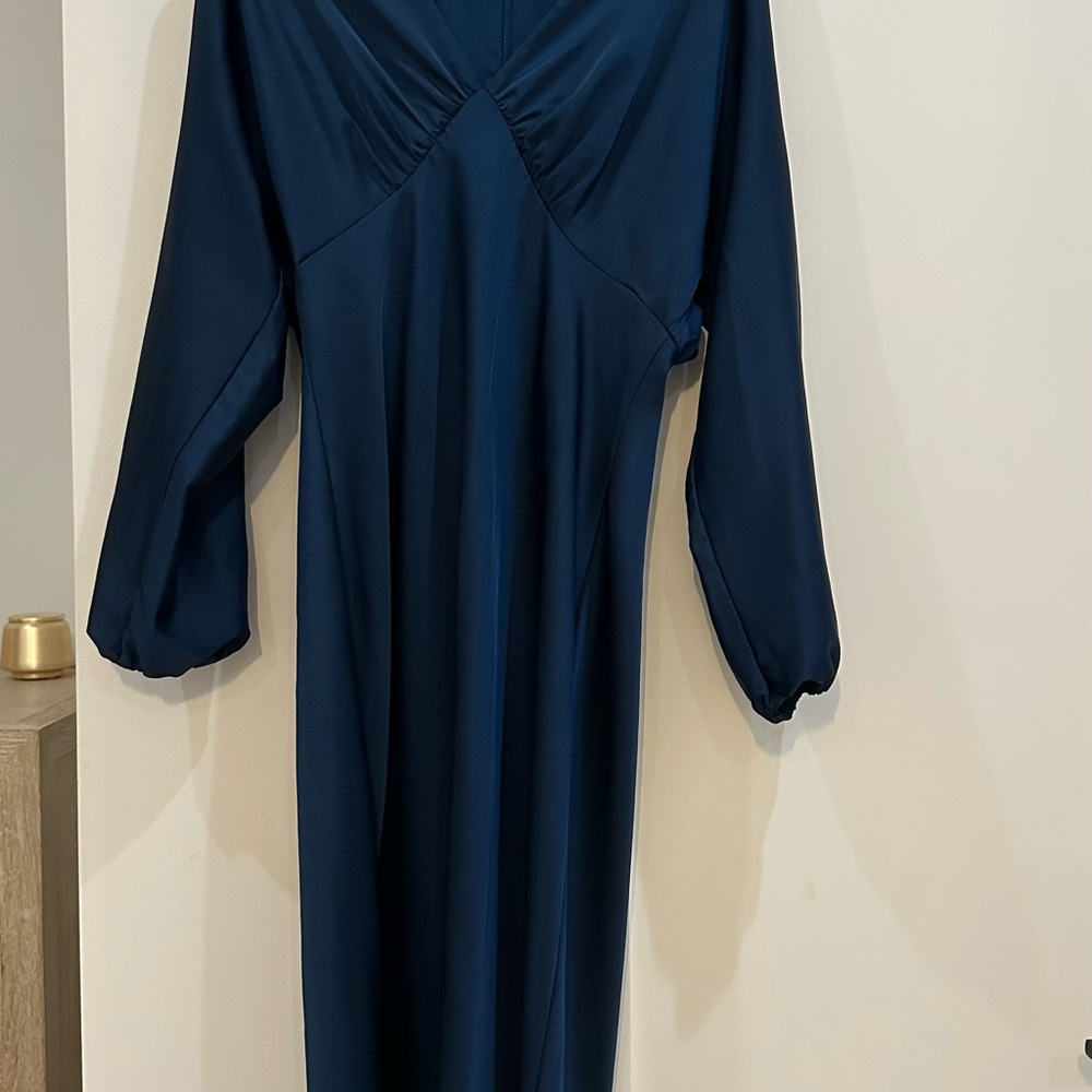 Elegant Navy Blue Women's Dress silk